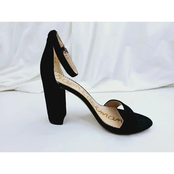 Sam Edelman Size 9M Women's "Yaro" Black Suede Open Toe Ankle Strap Block Heels - Picture 1 of 16